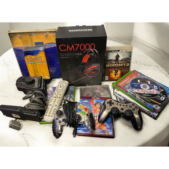 Video Game Bundle - CM7000, PS2, Mad Catz Clear Turbo Wired Controller For Xbox - Picture 1 of 3